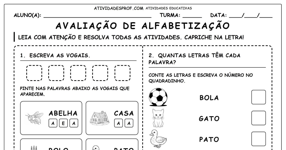 Avaliação de alfabetização