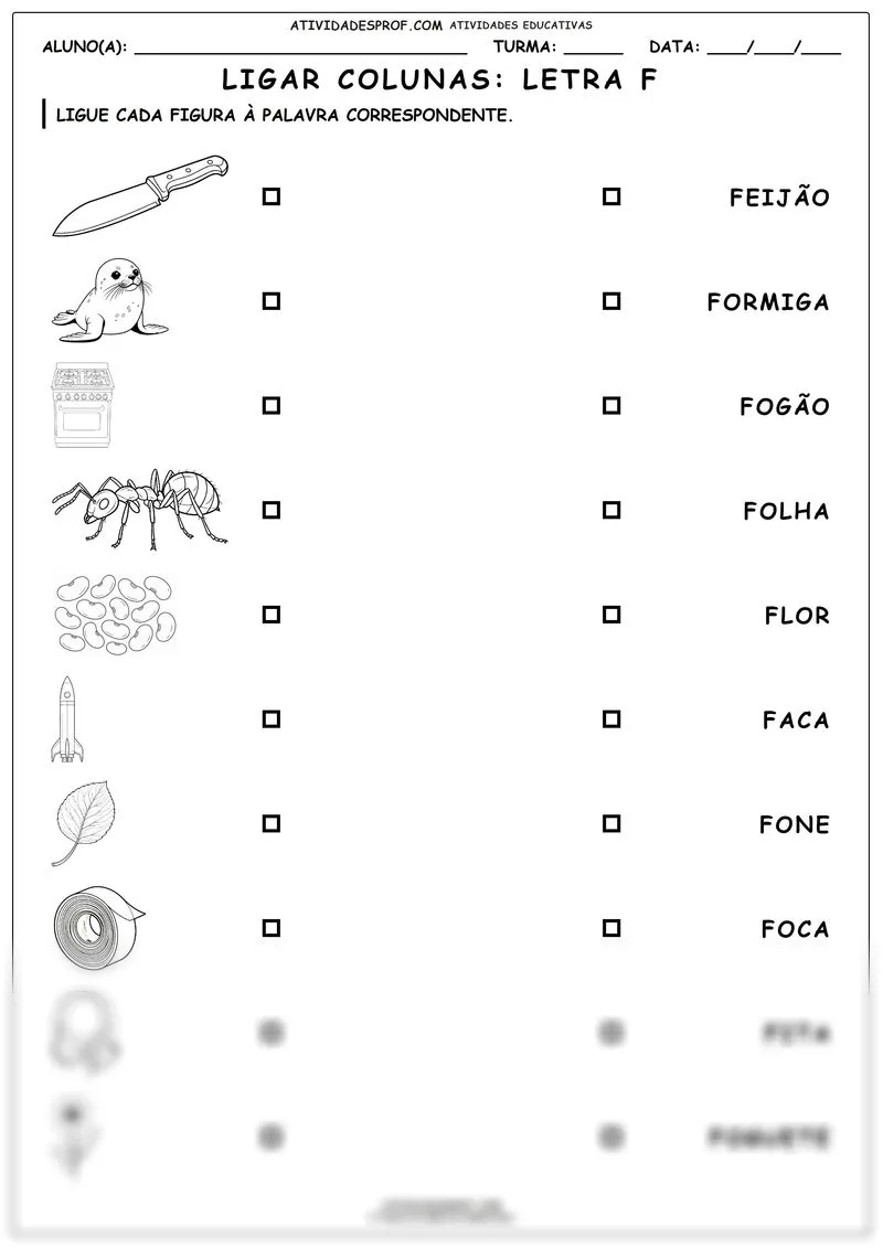Ligar colunas: Letra F