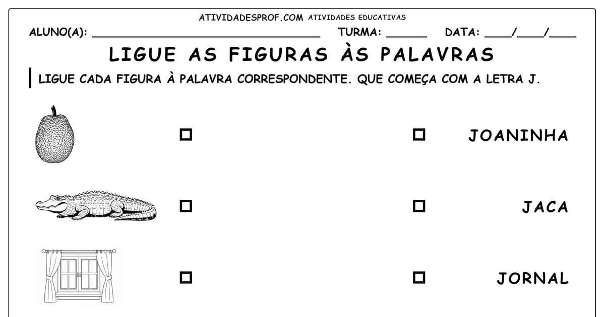 Ligue as figuras às palavras