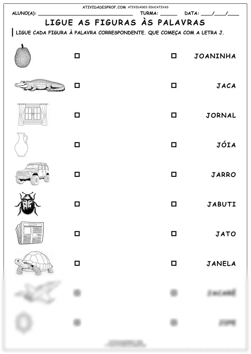 Ligue as figuras às palavras