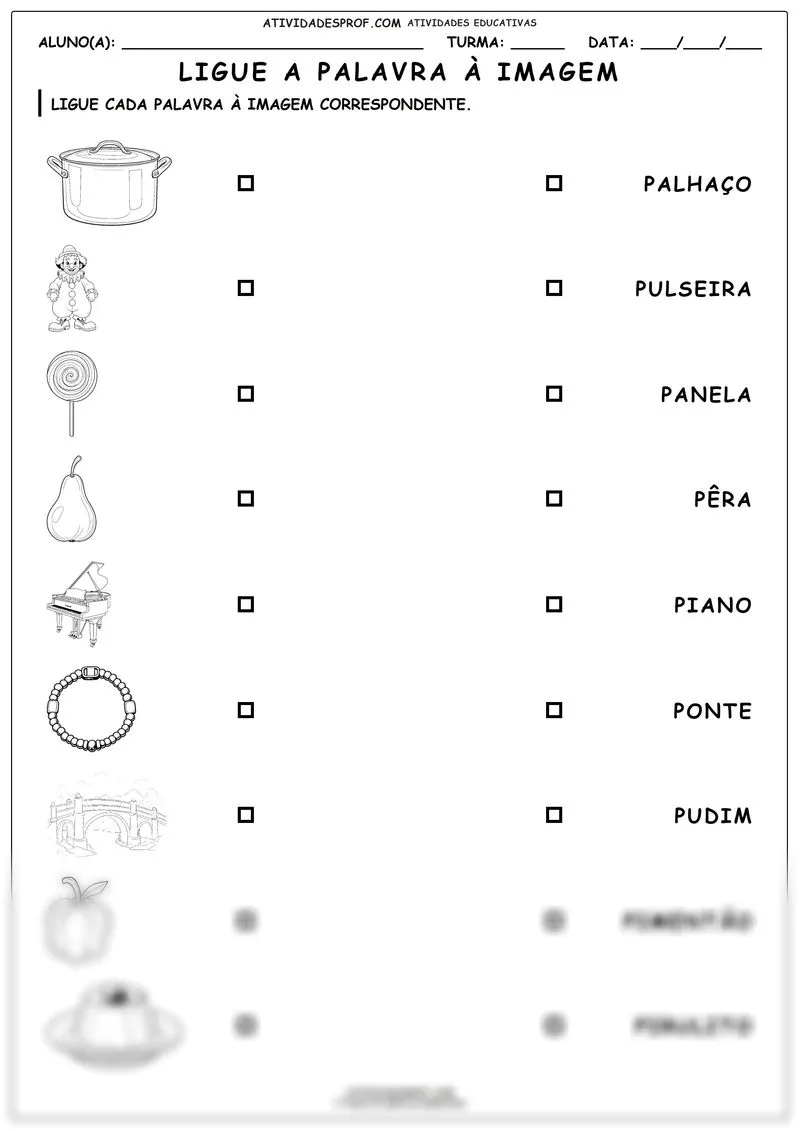 Ligue a palavra à imagem