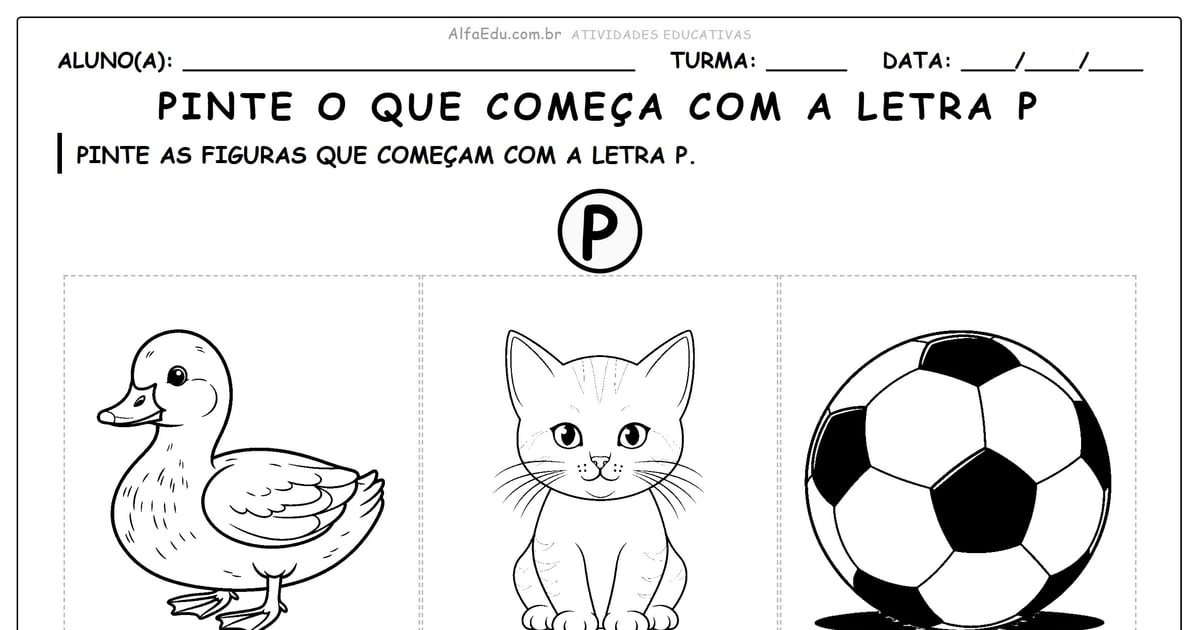 Pinte o que começa com a letra P