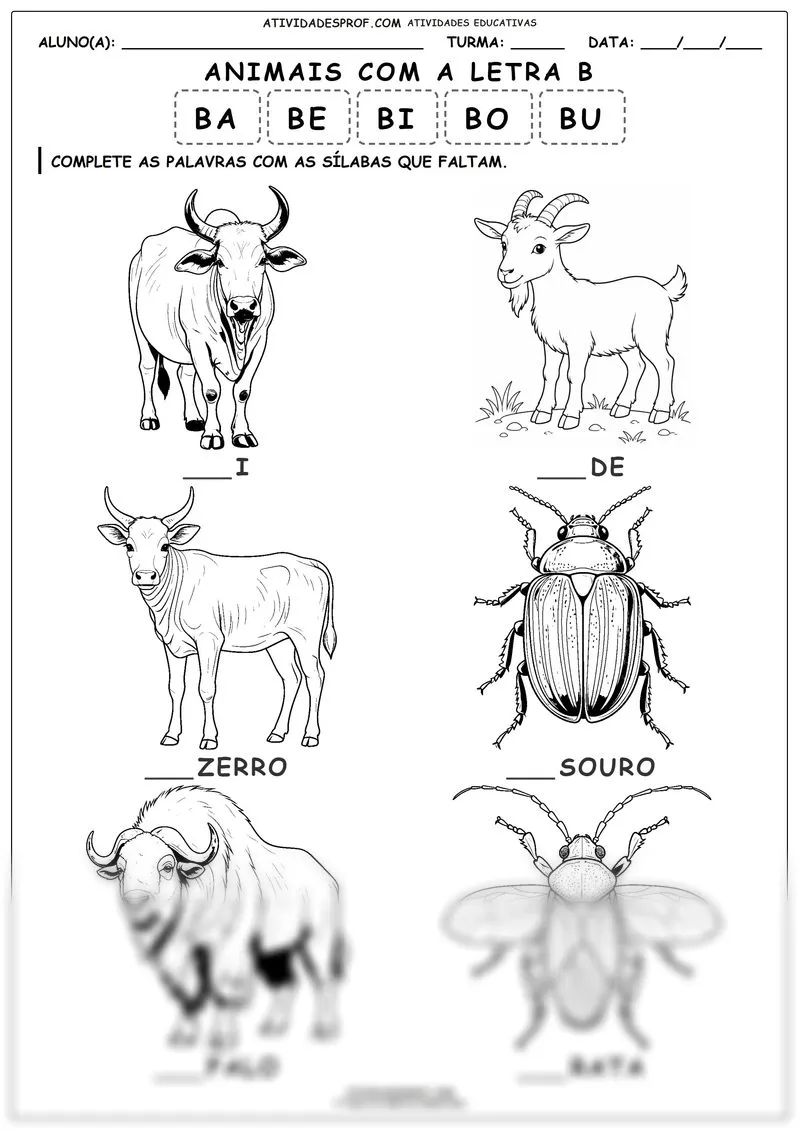 Animais com a letra B