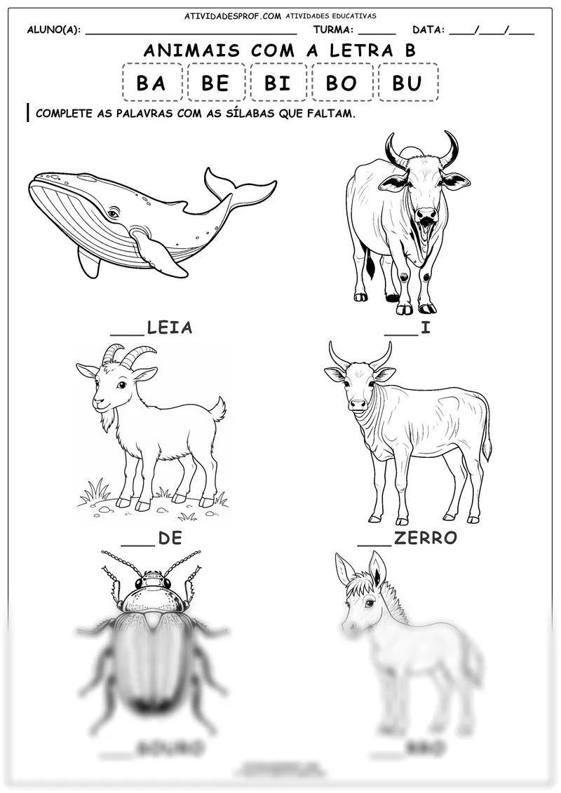 Animais com a letra B