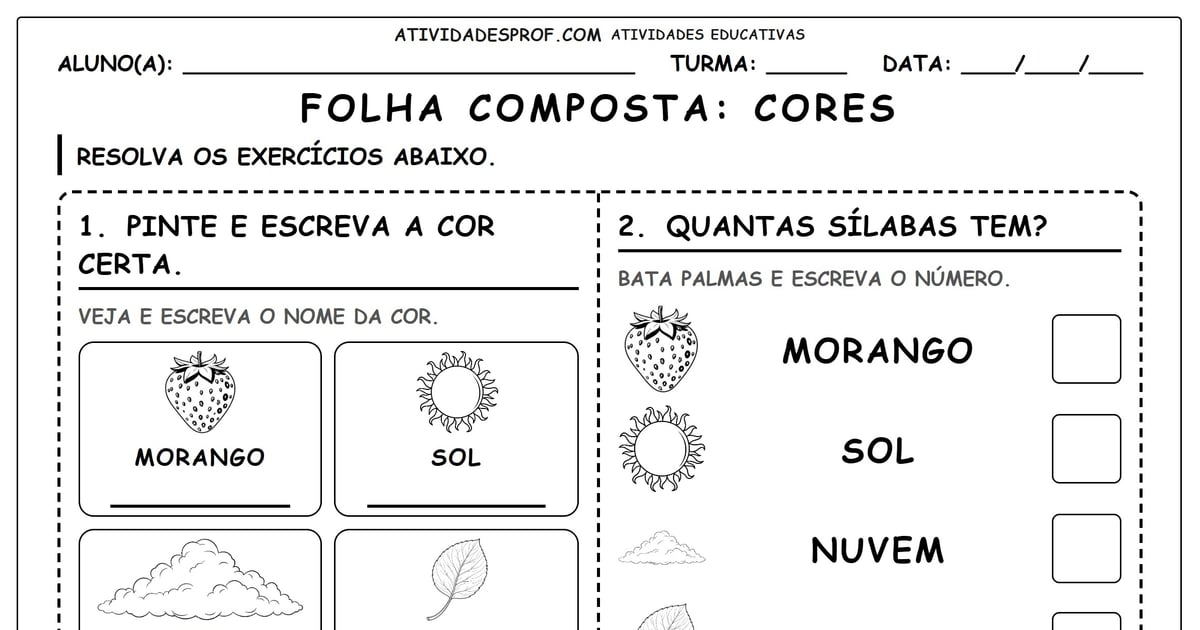 FOLHA COMPOSTA: CORES