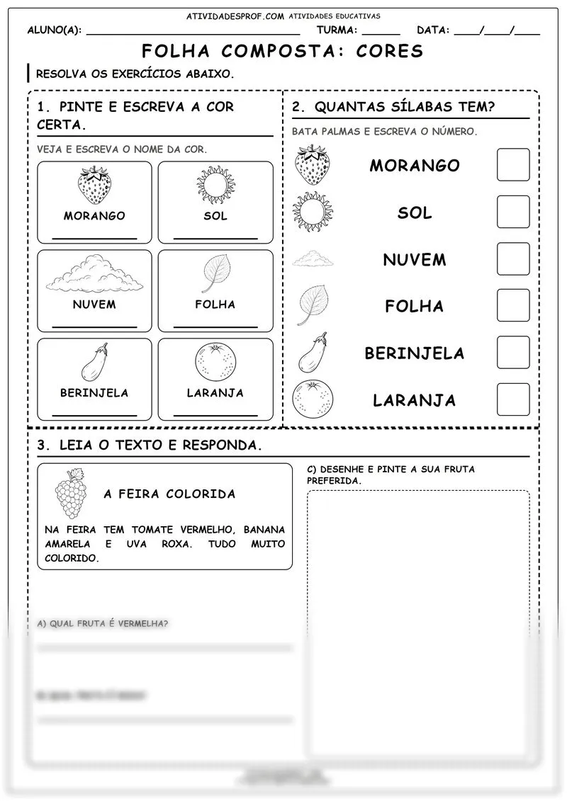 FOLHA COMPOSTA: CORES