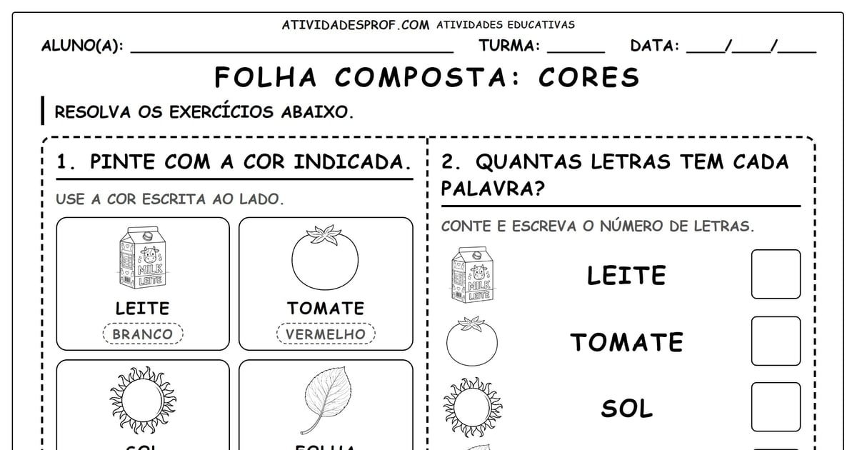 FOLHA COMPOSTA: CORES