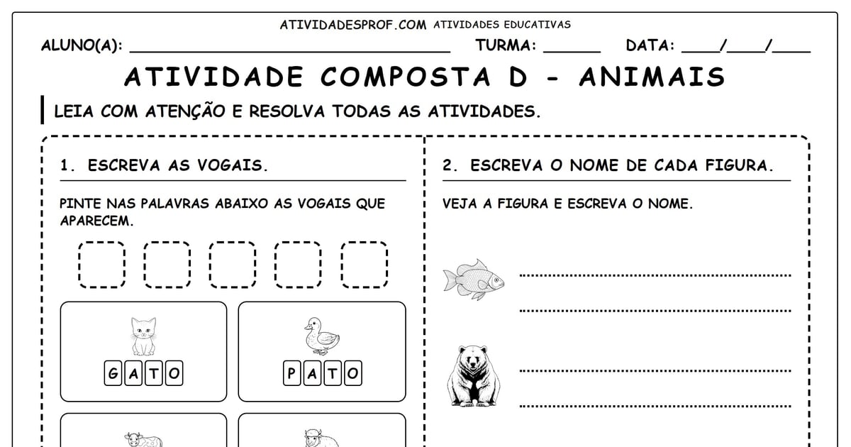 Atividade composta D - animais