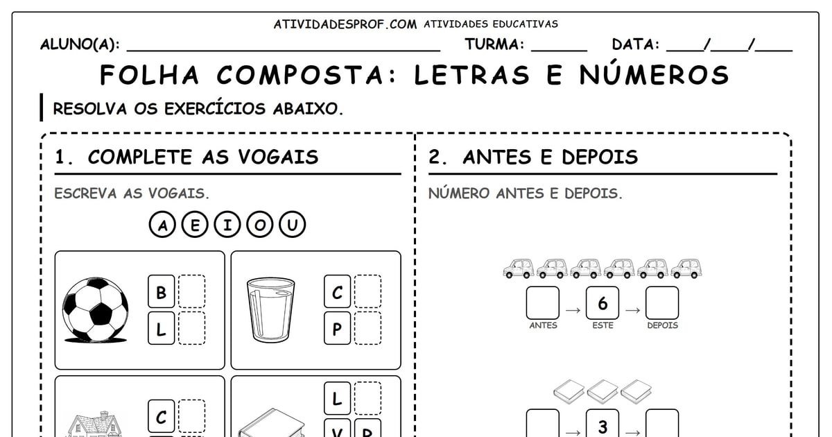FOLHA COMPOSTA: LETRAS E NÚMEROS