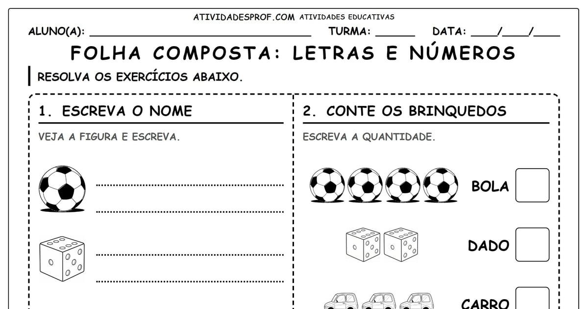 FOLHA COMPOSTA: LETRAS E NÚMEROS