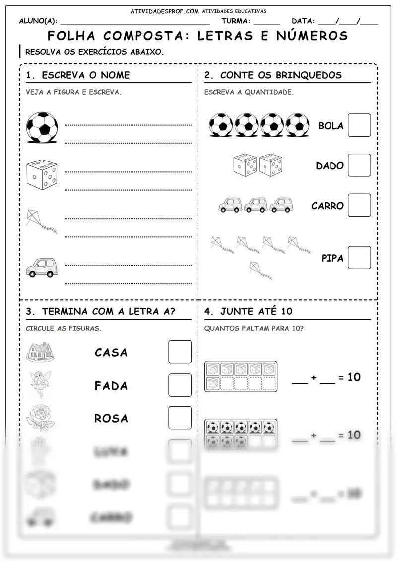 FOLHA COMPOSTA: LETRAS E NÚMEROS