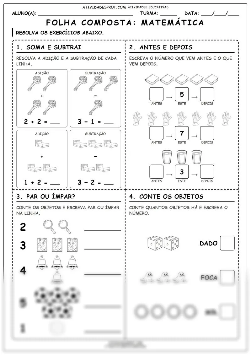 Folha composta: Matemática