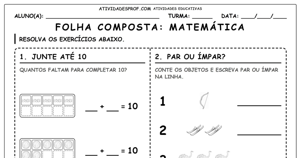 Folha composta: Matemática