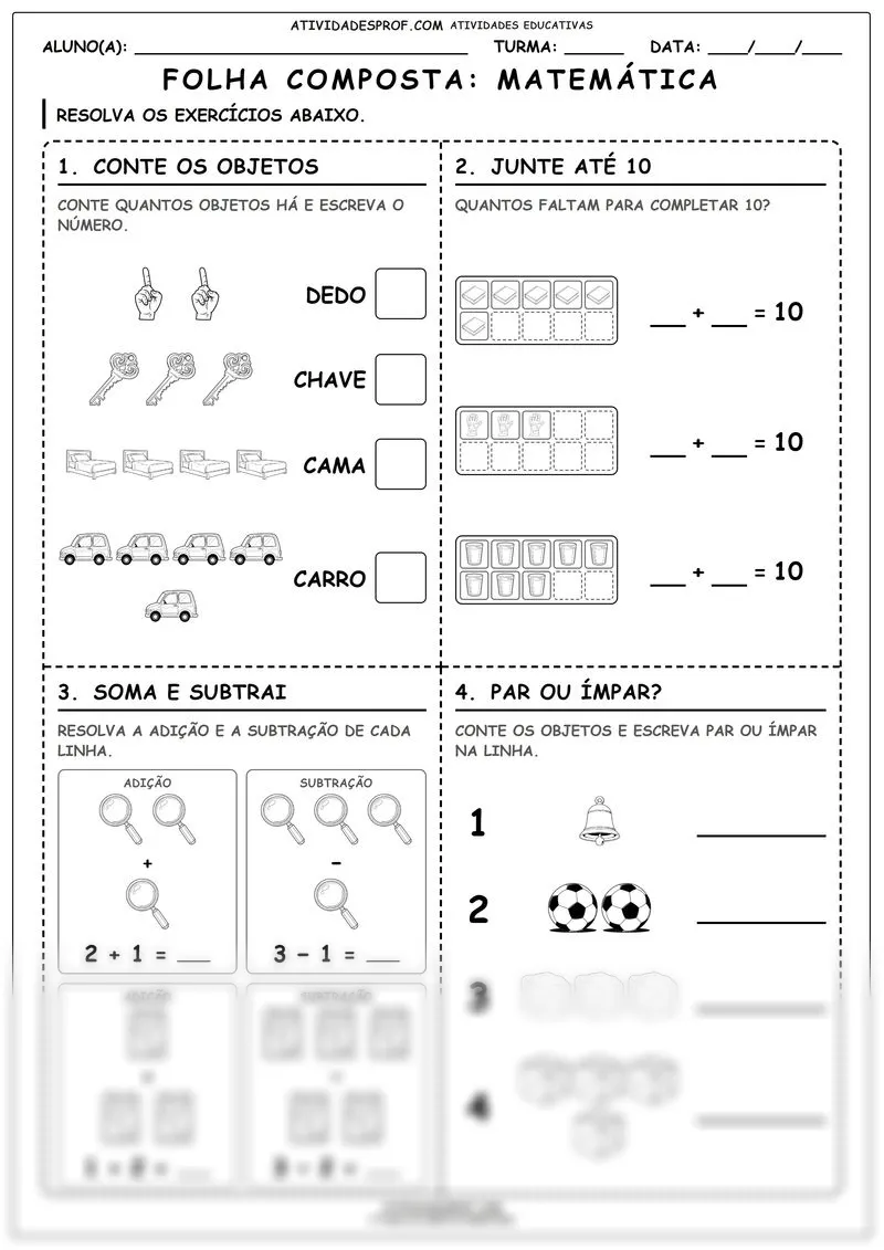 Folha composta: Matemática