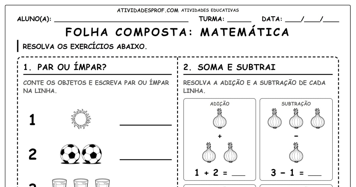 Folha composta: Matemática