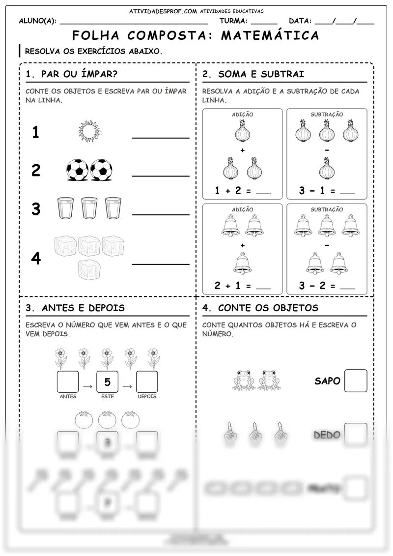 Folha composta: Matemática
