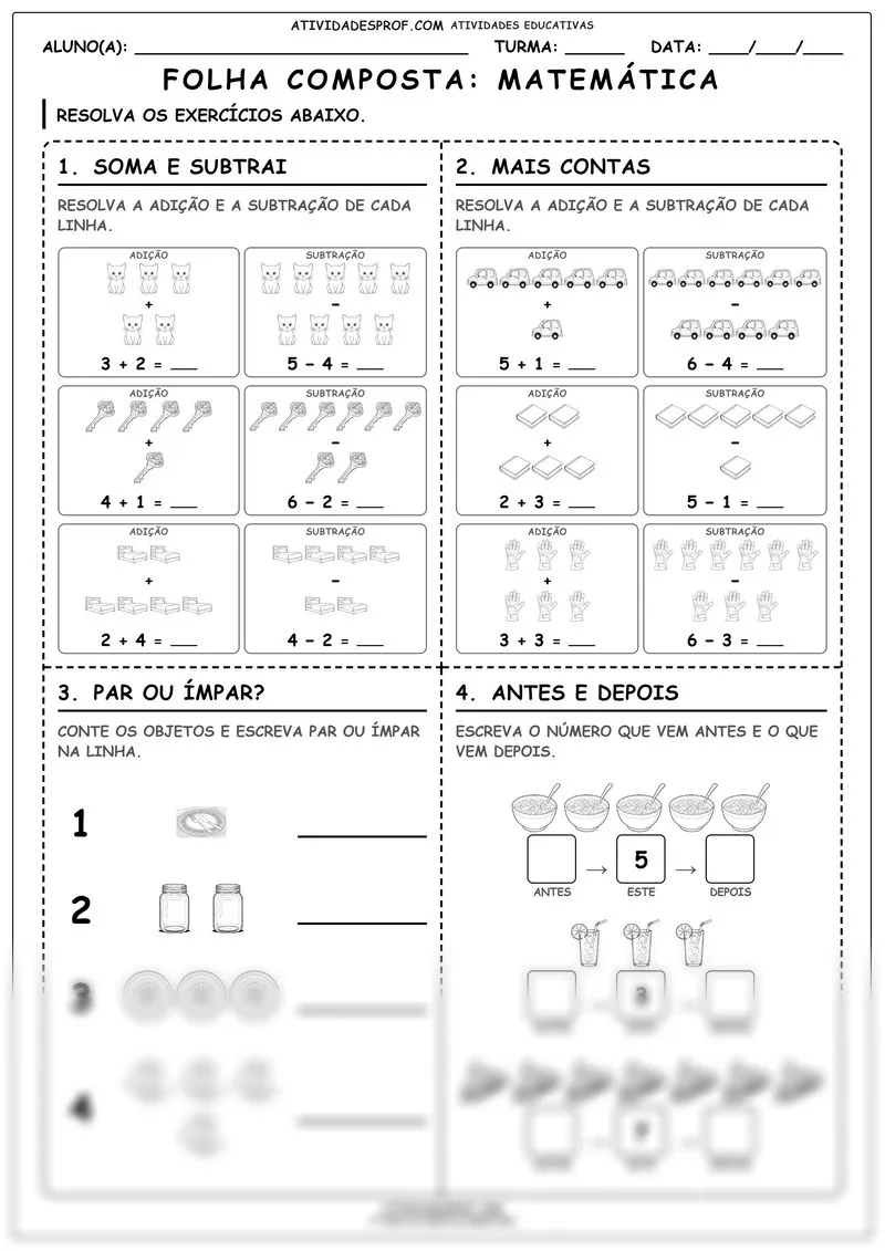 Folha composta: Matemática