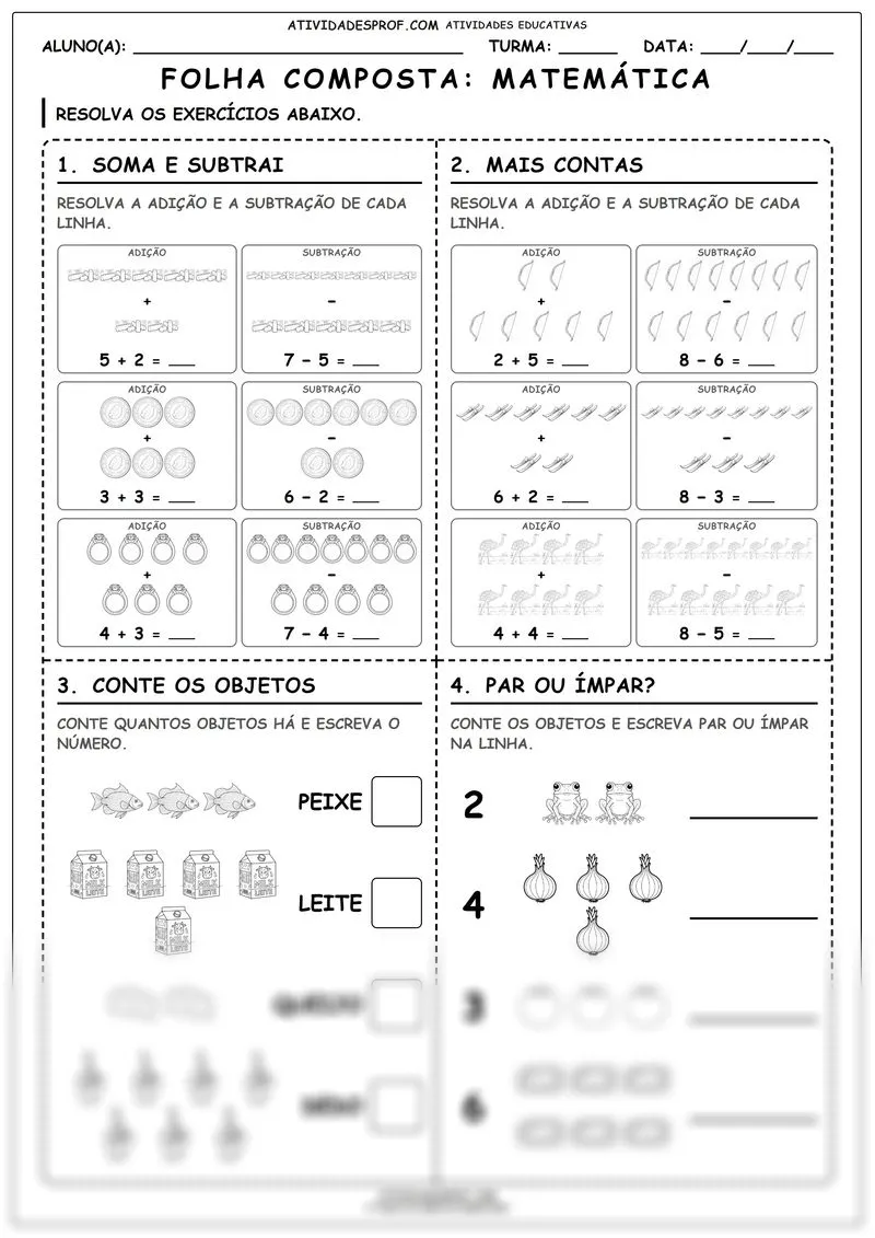 Folha composta: Matemática