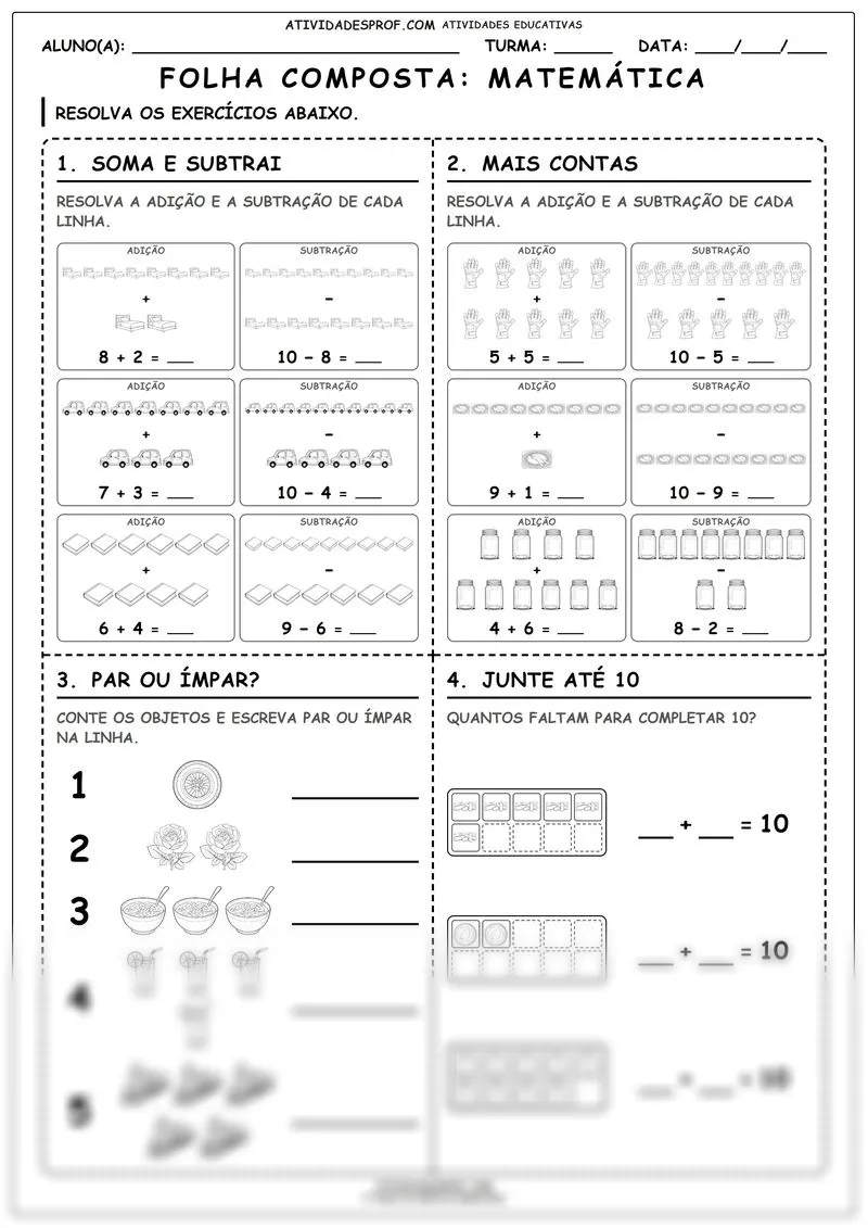 Folha composta: Matemática