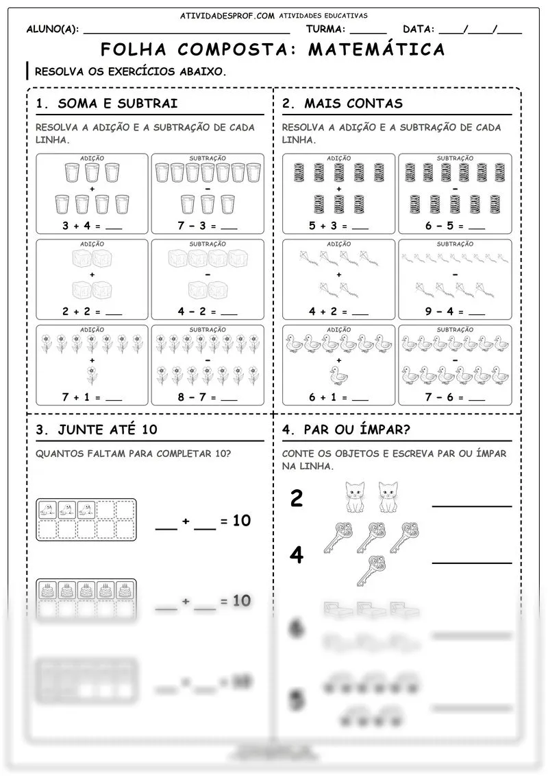 Folha composta: Matemática