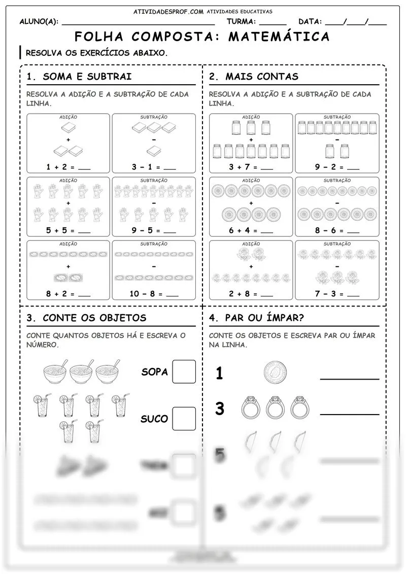 Folha composta: Matemática