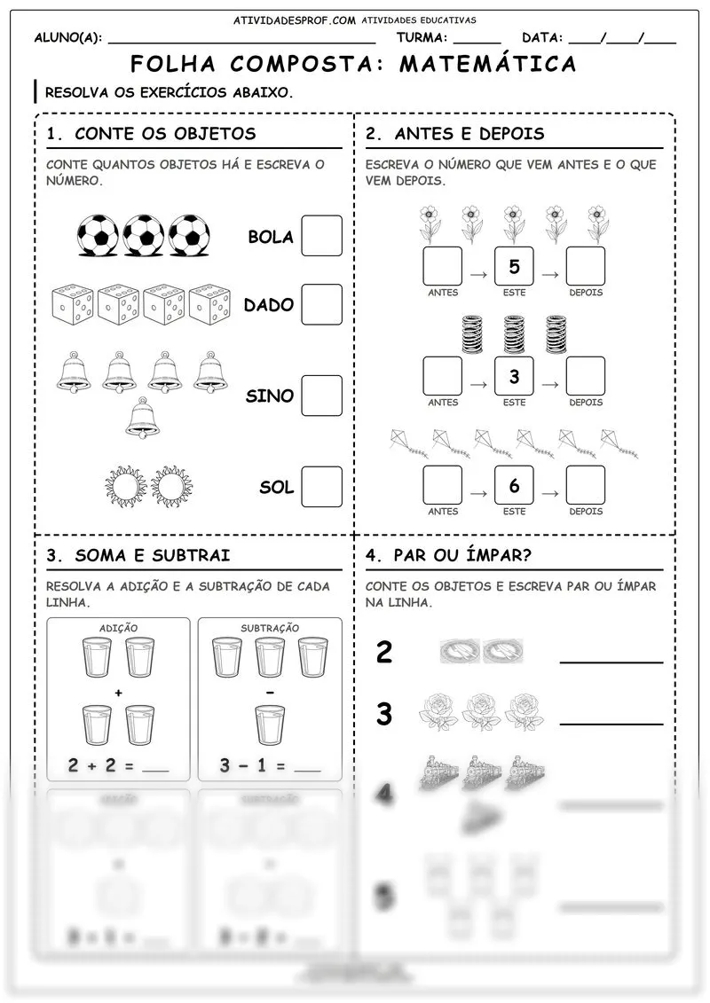 Folha composta: Matemática