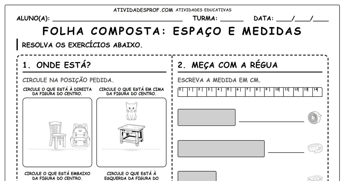 FOLHA COMPOSTA: ESPAÇO E MEDIDAS