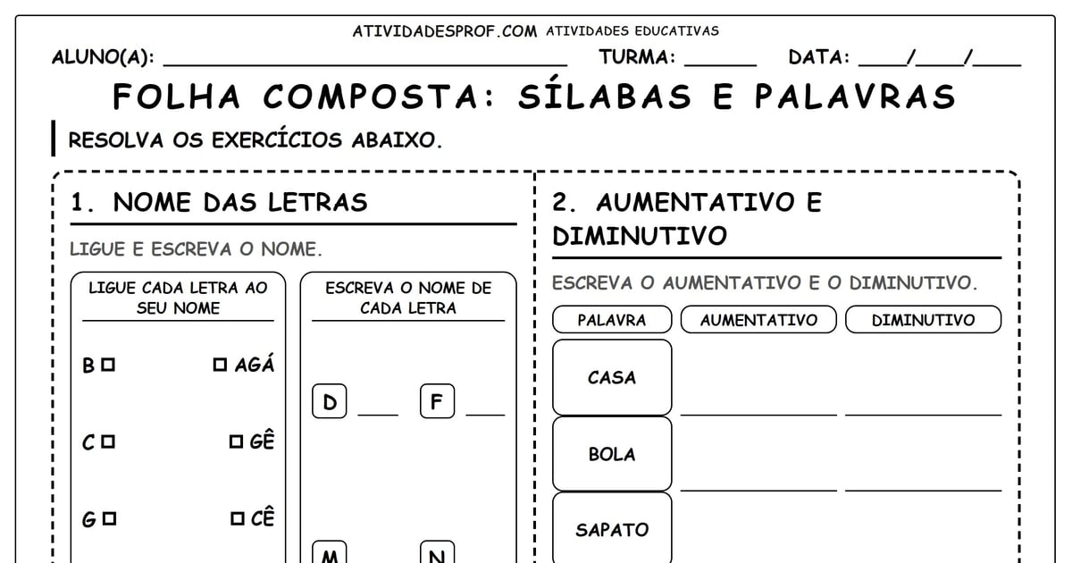 FOLHA COMPOSTA: SÍLABAS E PALAVRAS