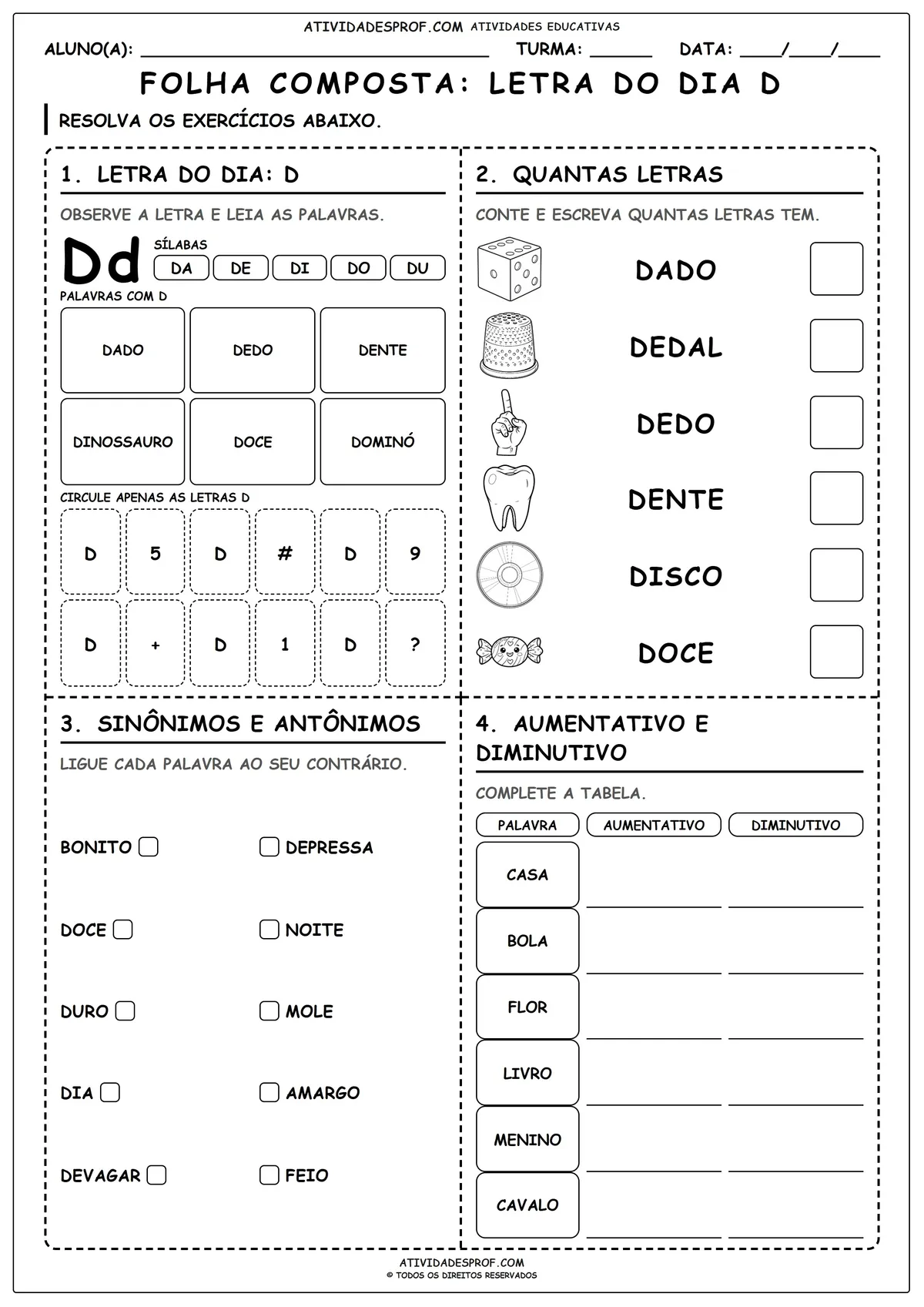 FOLHA COMPOSTA: LETRA DO DIA D