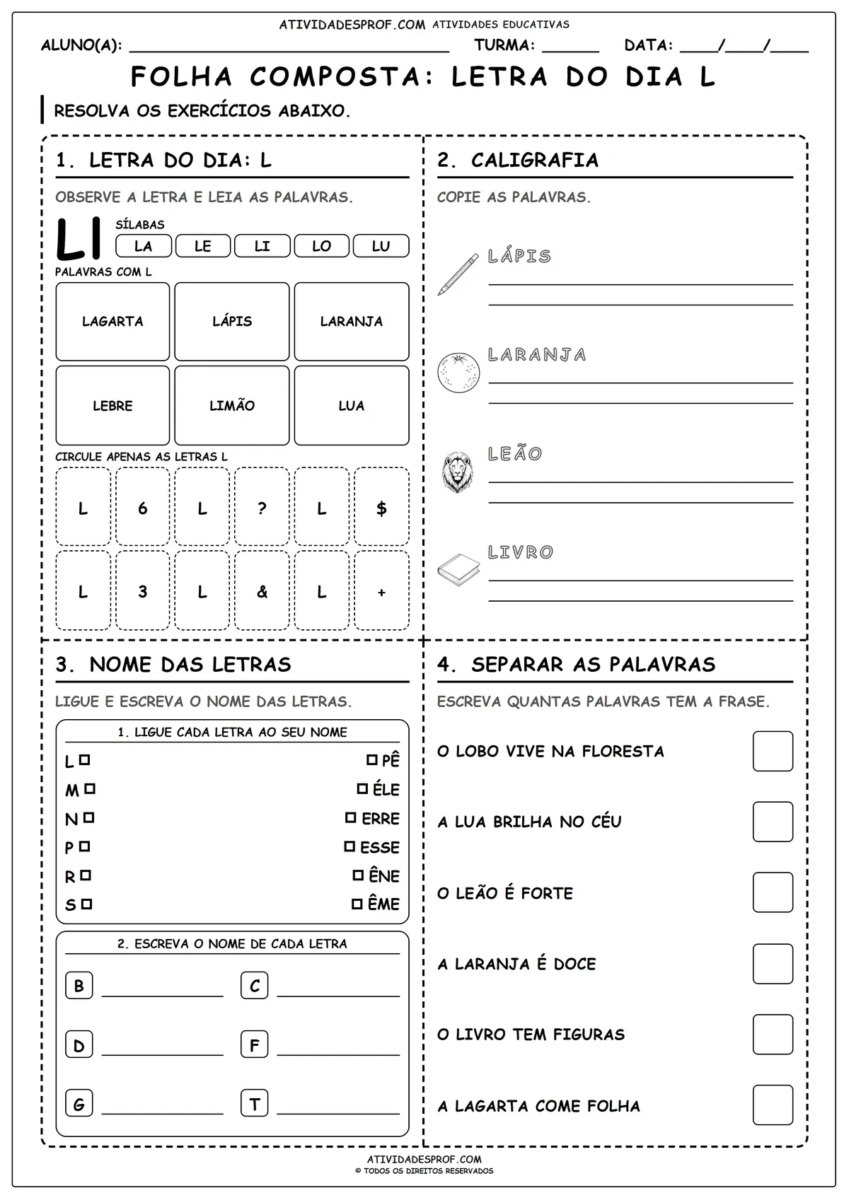 FOLHA COMPOSTA: LETRA DO DIA L