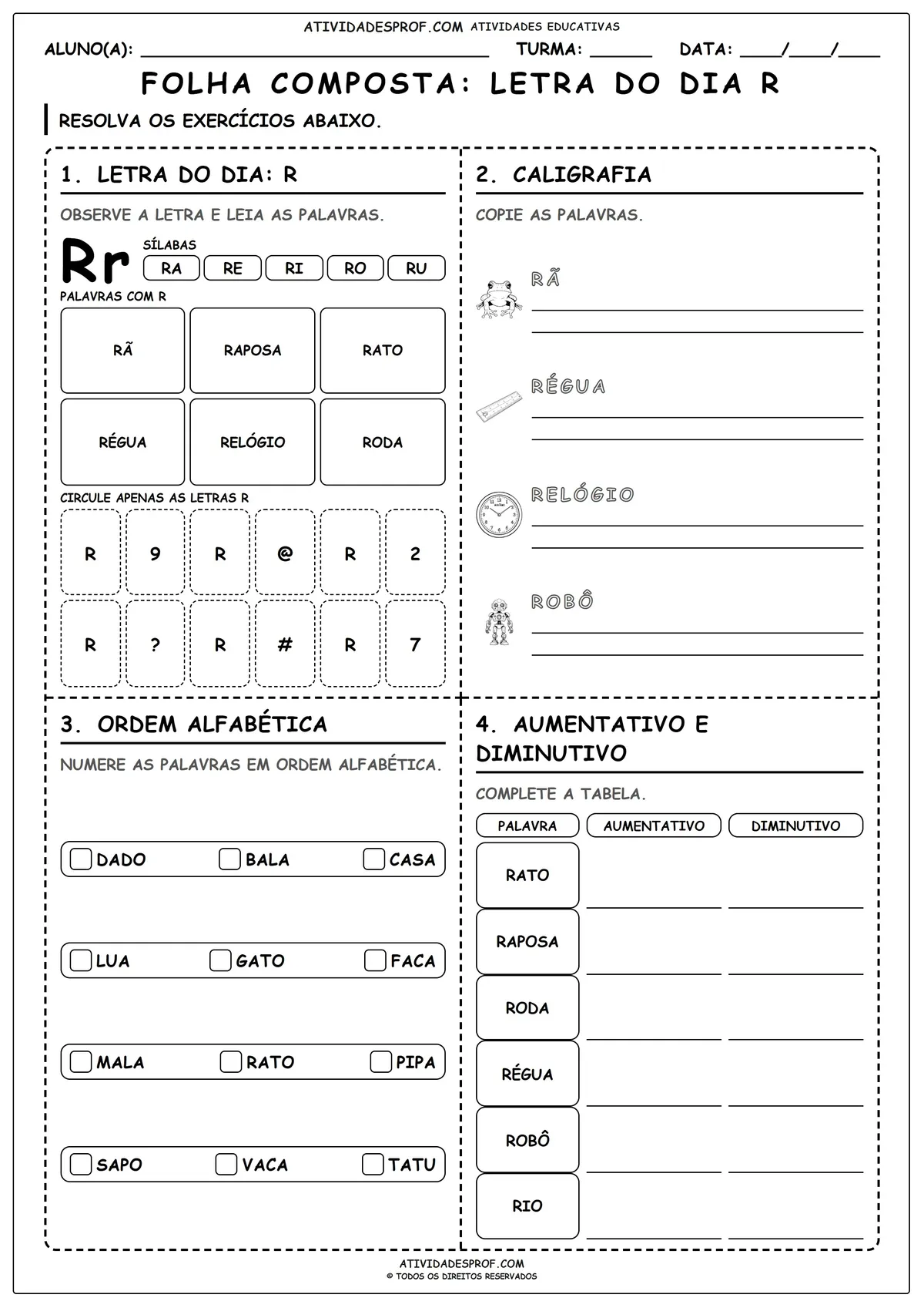 FOLHA COMPOSTA: LETRA DO DIA R