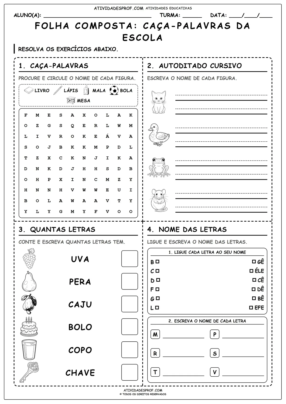 FOLHA COMPOSTA: CAÇA-PALAVRAS DA ESCOLA