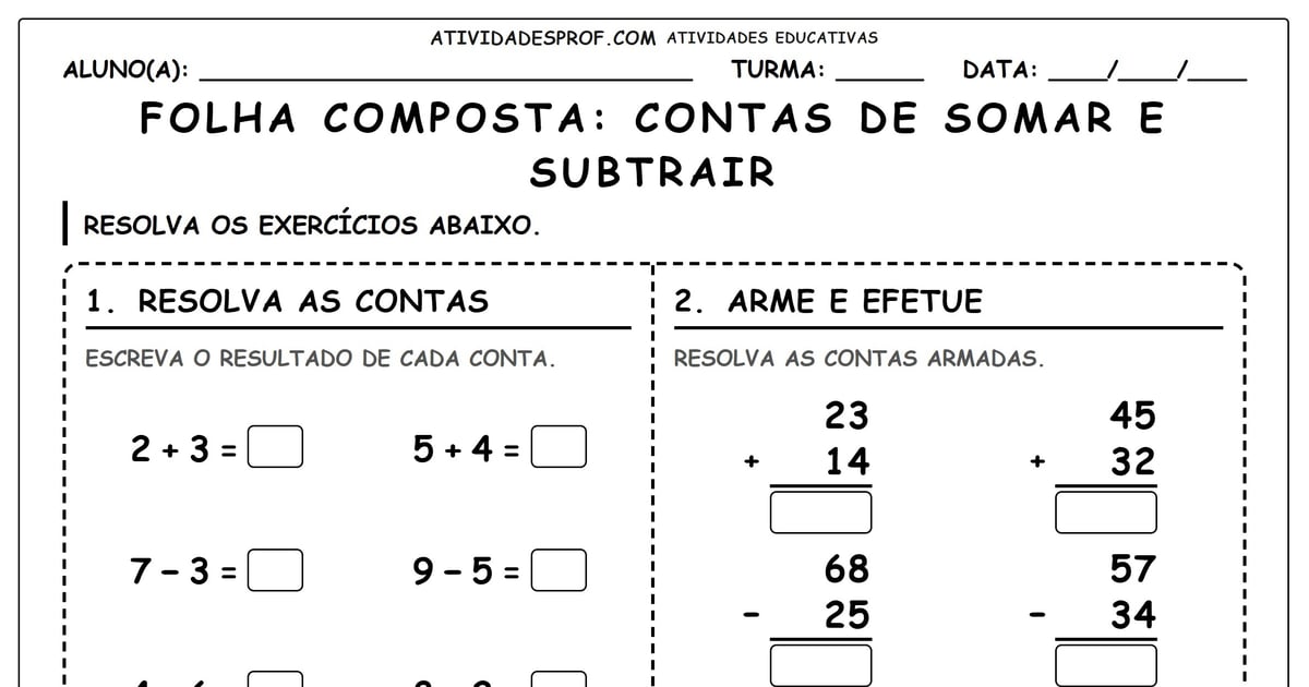 FOLHA COMPOSTA: CONTAS ATÉ 10
