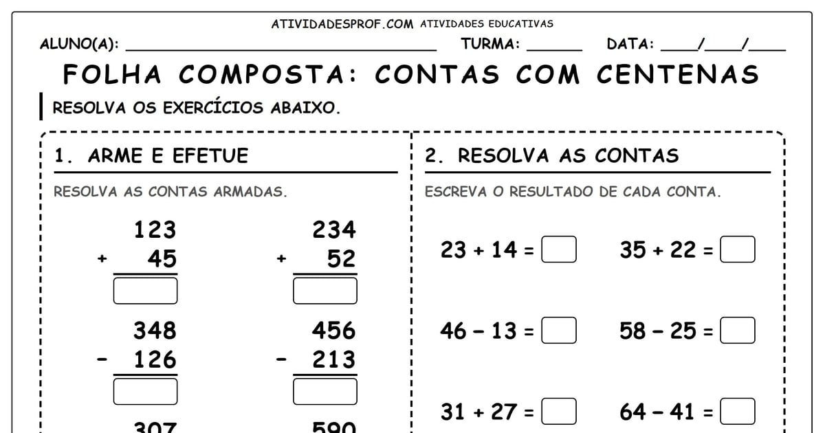 FOLHA COMPOSTA: CONTAS ATÉ 20 COM RESERVA E SEQUÊNCIAS