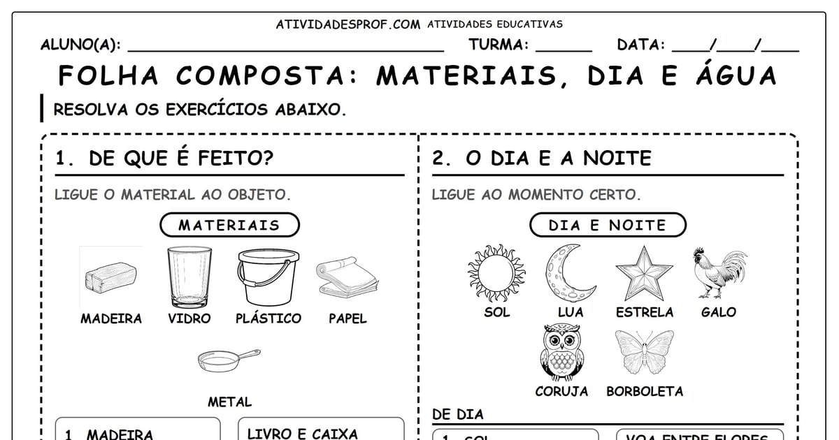 FOLHA COMPOSTA: MATERIAIS, DIA E ÁGUA