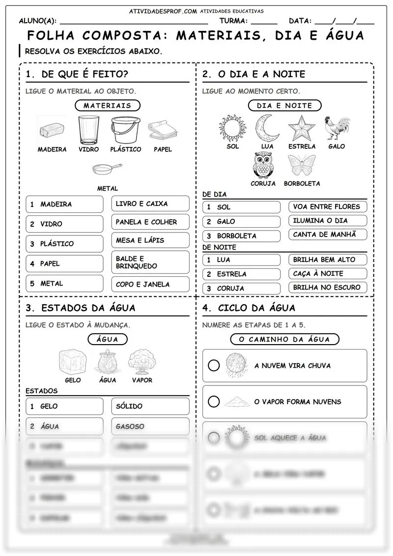 FOLHA COMPOSTA: MATERIAIS, DIA E ÁGUA