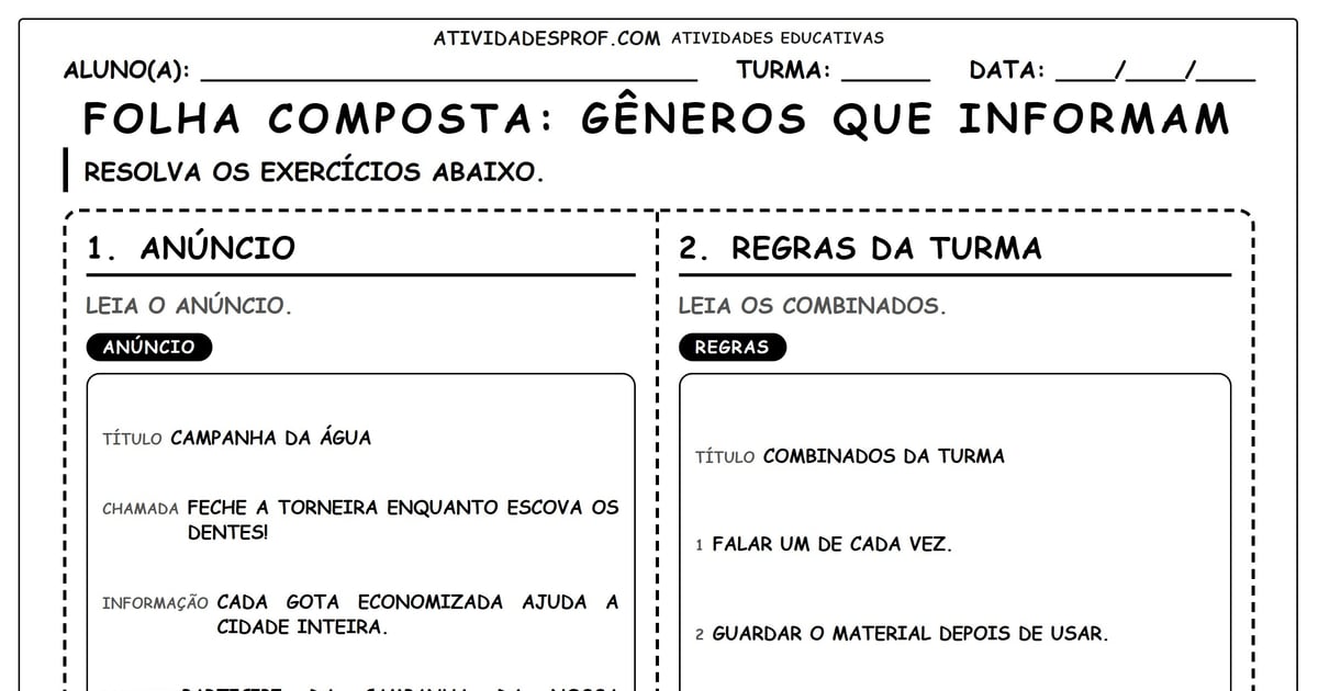 FOLHA COMPOSTA: GÊNEROS QUE INFORMAM