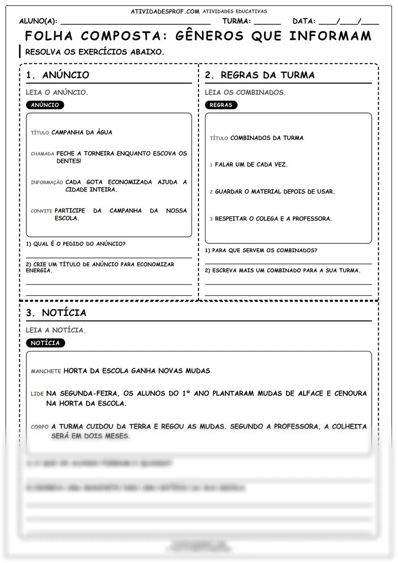 FOLHA COMPOSTA: GÊNEROS QUE INFORMAM