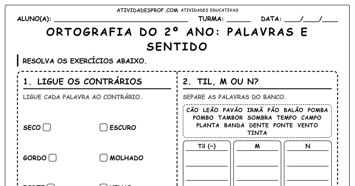 ORTOGRAFIA DO 2º ANO: PALAVRAS E SENTIDO