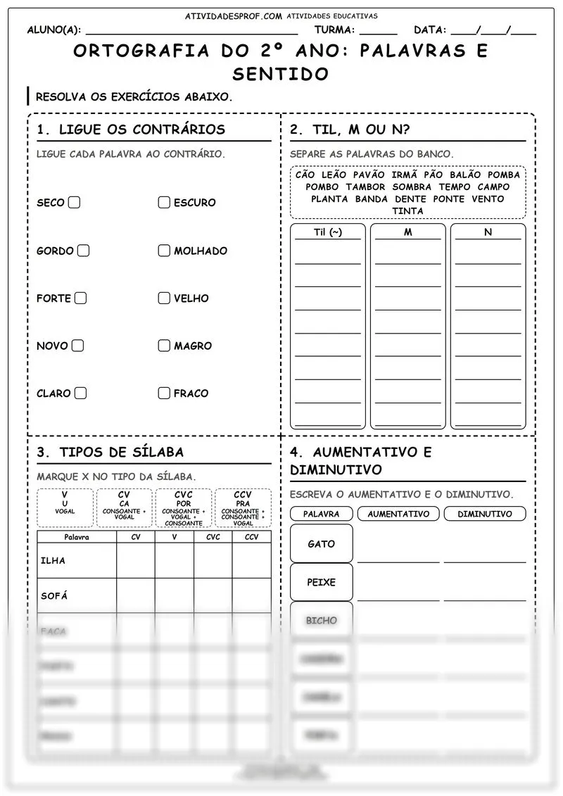 ORTOGRAFIA DO 2º ANO: PALAVRAS E SENTIDO