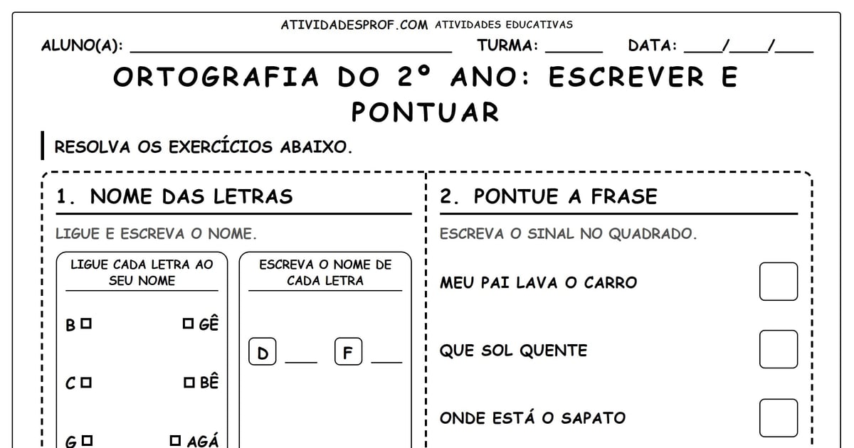 ORTOGRAFIA DO 2º ANO: ESCREVER E PONTUAR