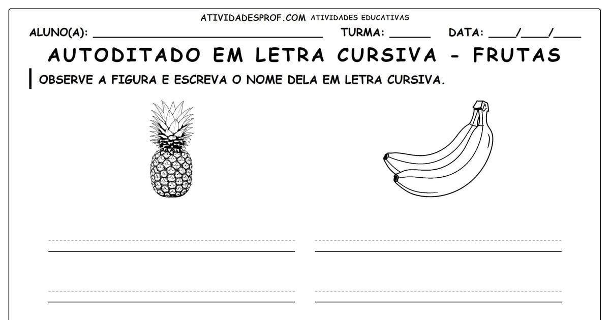 Autoditado em letra cursiva - frutas