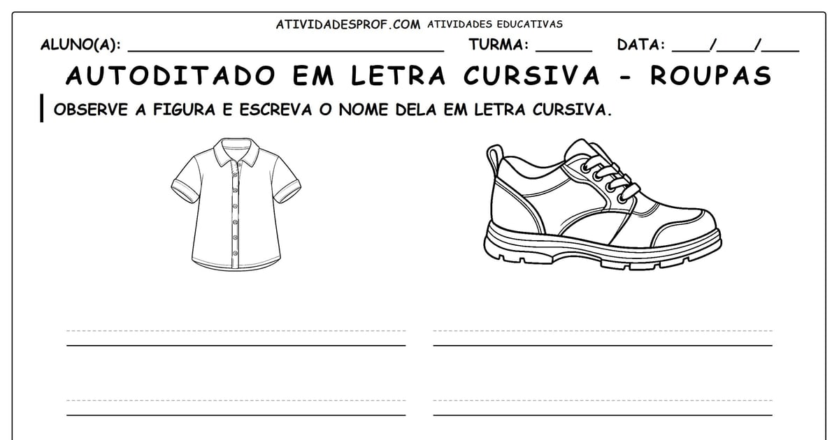 Autoditado em letra cursiva - roupas
