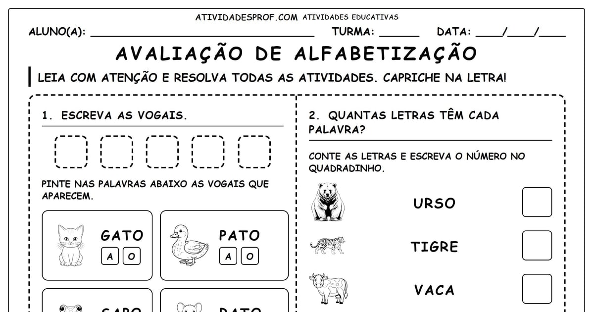 Avaliação de alfabetização