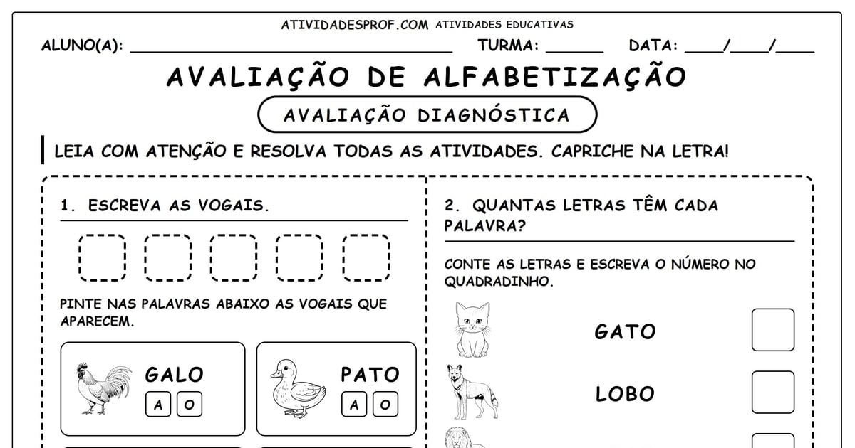 Avaliação de alfabetização