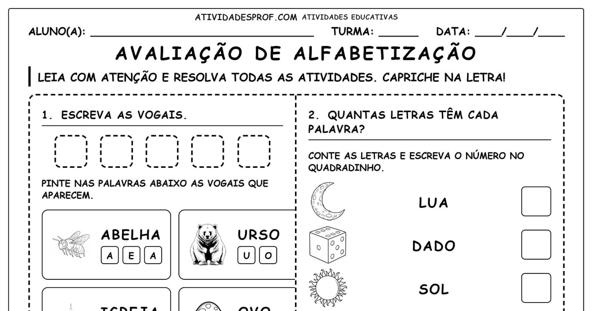 Avaliação de alfabetização