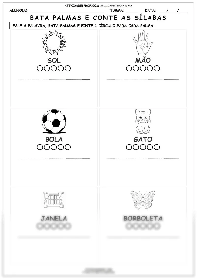Bata palmas e conte as sílabas