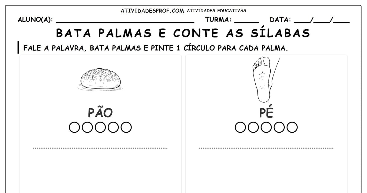 Bata palmas e conte as sílabas