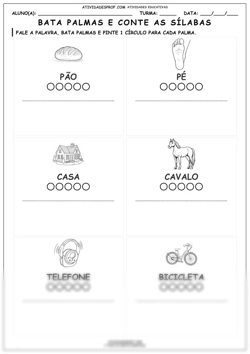Bata palmas e conte as sílabas