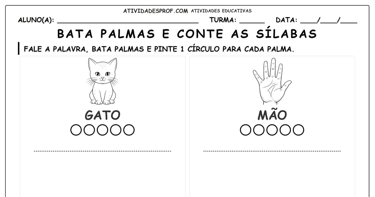 Bata palmas e conte as sílabas